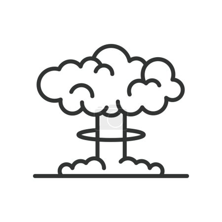Illustration for Nuclear explosion, in line design. Nuclear, Explosion, Blast, Bomb, Detonation, Radiation, Mushroom on white background vector Nuclear explosion editable stroke icon - Royalty Free Image