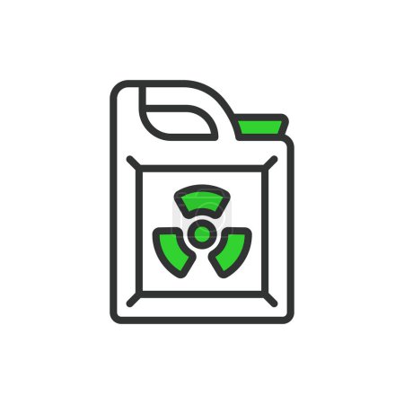 Kernbrennstoff, im Liniendesign, grün. Kernkraft, Brennstoff, Energie, Strom, Radioaktiv, Uran, Reaktor auf weißem Hintergrund Vektor Nuklearbrennstoff editierbares Schlagsymbol
