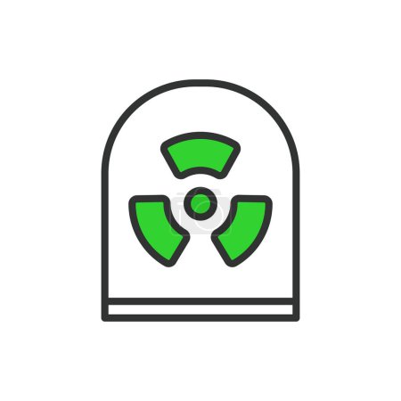 Radiation shielding, in line design, green. Shielding, Radiation, Protection, Safety, Barrier, Nuclear, Lead on white background vector Radiation shielding editable stroke icon