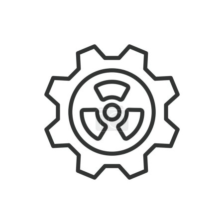 Nuclear Technology, in line design. Nuclear, Technology, Reactor, Energy, Power, Fusion, Fission on white background vector Nuclear Technology editable stroke icon