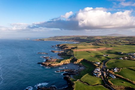 Aerial view of Dunseverick in County Antrim, in Northern Ireland