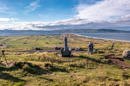 Photo for GORTMORE, NORTHERN IRELAND, UK - SEPTEMBER 18 2022 : Manannan Mac Lir Statue by John Darre Sutton - He is a warrior and king in Irish mythology who is associated with the sea and often interpreted as - Royalty Free Image