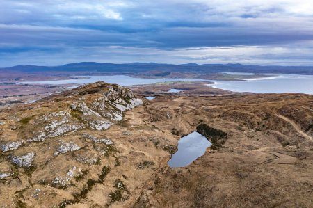 Photo for Aerial view of the lake next to Agnish Lough by Maghery, Dungloe - County Donegal - Ireland - Royalty Free Image