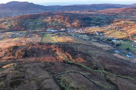 Téléchargez les photos : Aerial view of Kilcar village in county Donegal on the west coast of Ireland. - en image libre de droit