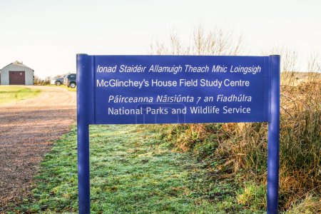 Photo for ARDARA, COUNTY DONEGAL, IRELAND - DECEMBER 31 2019 : Sign explaining the Sheskinmore Nature Reserve. - Royalty Free Image