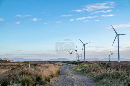 Photo for PORTNOO , IRELAND - DECEMBER 06 2020 : The Loughderryduff windfarm is producing between Ardara and Portnoo. - Royalty Free Image