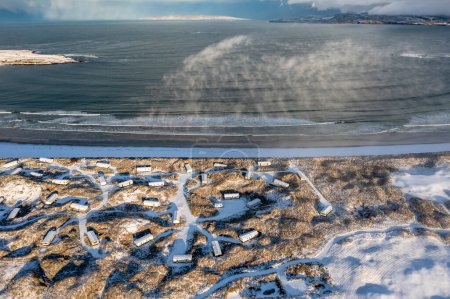 Photo for Aerial view of snow covered Portnoo in County Donegal, Ireland - Royalty Free Image