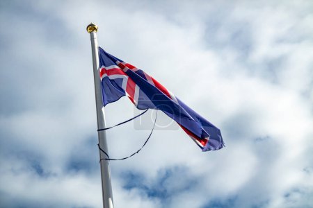 Photo for Iceland national flag waving in the wind. - Royalty Free Image