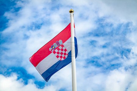 Photo for National flag of Croatia waving in the wind. - Royalty Free Image