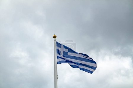 Photo for Flag of Greece waving in the wind. - Royalty Free Image