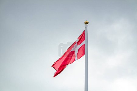 Photo for Flag of Denmark waving in the wind. - Royalty Free Image