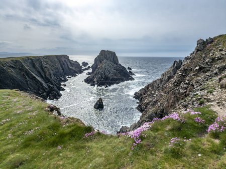 Photo for The sea cliffs and stacks at Malin Head. the Northern most point in Ireland. - Royalty Free Image