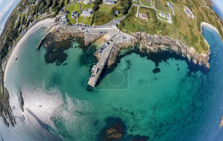 Photo for Aerial view of the pier Leabgarrow on Arranmore Island in County Donegal, Republic of Ireland. - Royalty Free Image