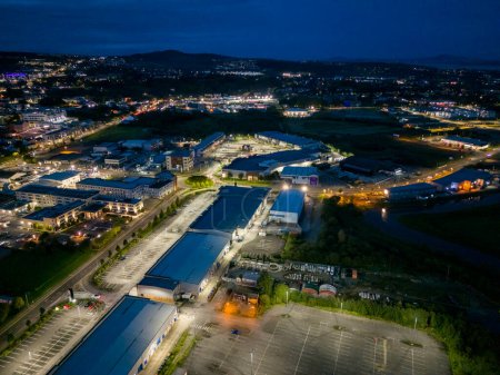 Photo for Aerial night view of the Letterkenny, County Donegal, Ireland. - Royalty Free Image