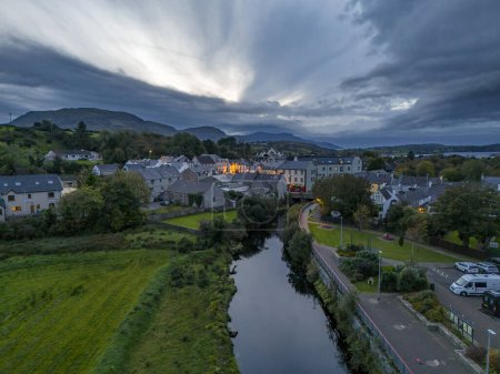 Photo for Aerial night view of Ardara in County Donegal - Ireland. - Royalty Free Image