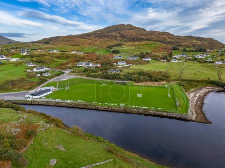 Photo for Aerial view of the Kilcar GAA pitch by Killybegs, County Donegal, Ireland. - Royalty Free Image