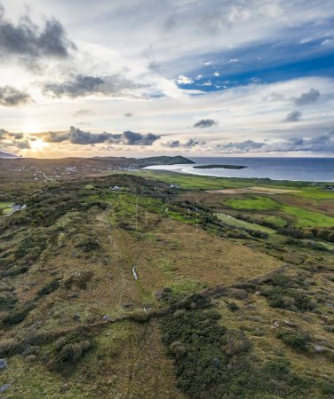Photo for Aerial view of Castlegoland hill by Portnoo - County Donegal, Ireland - Royalty Free Image