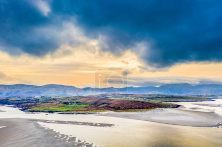 Photo for Aerial view of Loughros peninsula and dried up Loughros Beg Bay corner in the vicinity of Assaranca Waterfall, Ireland. - Royalty Free Image