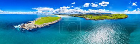 Photo for Aerial view of the Inishkeel and the awarded Narin Beach by Portnoo, County Donegal, Ireland. - Royalty Free Image