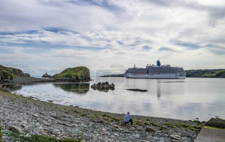 Photo for KILLYBEGS, IRELAND - MAY 16 2023: The Arcadia Star leaving after visiting Killybegs. - Royalty Free Image
