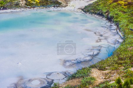 Photo for Beautiful blue hot spring. Artist's Paintpots area. Yellowstone National Park, Wyoming, USA - Royalty Free Image