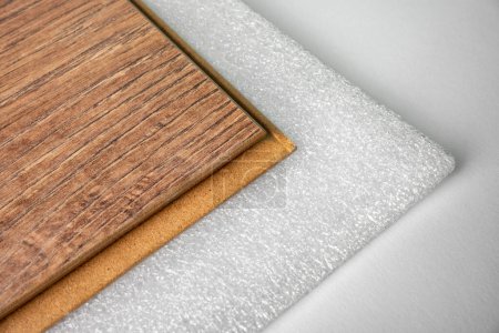 Photo for Close-up white foam underlay for laminate - Royalty Free Image