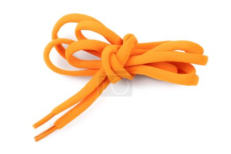 Photo for Orange shoelaces on white background - Royalty Free Image
