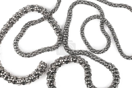 Photo for Silver necklace on white background - Royalty Free Image