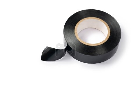 Photo for Roll of black electrical tape on white background - Royalty Free Image