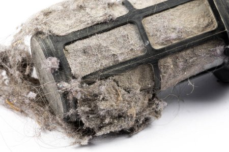 Photo for Dirty vacuum cleaner filter. Vacuum cleaner filter full of dirt and dust - Royalty Free Image