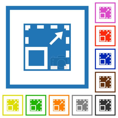 Téléchargez les illustrations : Maximiser les icônes de couleur unie et plate dans des cadres carrés sur fond blanc - en licence libre de droit