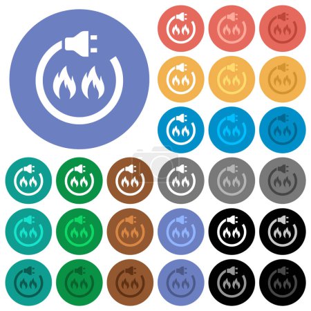 Illustration for Gas energy multi colored flat icons on round backgrounds. Included white, light and dark icon variations for hover and active status effects, and bonus shades. - Royalty Free Image