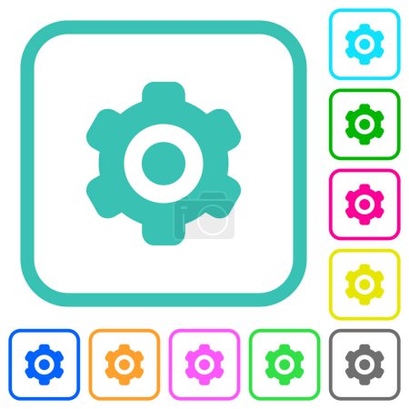 Illustration for Single cogwheel solid vivid colored flat icons in curved borders on white background - Royalty Free Image