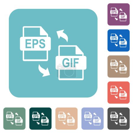 Illustration for EPS GIF file conversion white flat icons on color rounded square backgrounds - Royalty Free Image
