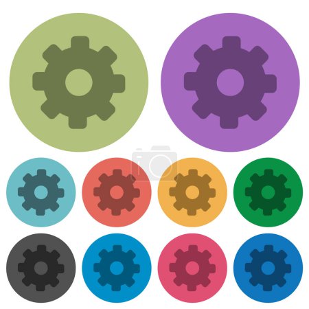 Illustration for Single cogwheel solid darker flat icons on color round background - Royalty Free Image