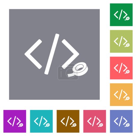 Ilustración de Software patch flat icons on simple color square backgrounds - Imagen libre de derechos