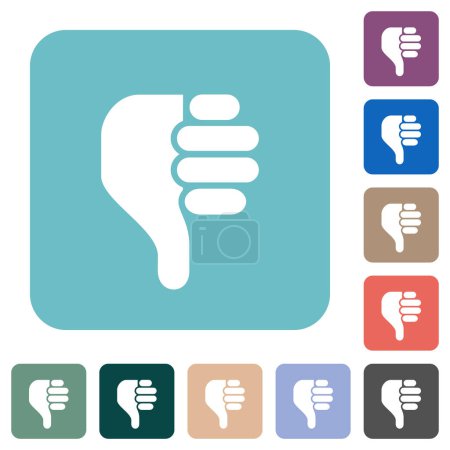 Illustration for Left handed thumbs down solid white flat icons on color rounded square backgrounds - Royalty Free Image