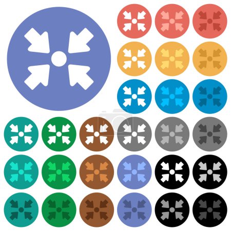 Illustration for Centering object solid multi colored flat icons on round backgrounds. Included white, light and dark icon variations for hover and active status effects, and bonus shades. - Royalty Free Image