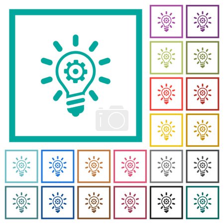 Illustration for Innovation outline flat color icons with quadrant frames on white background - Royalty Free Image