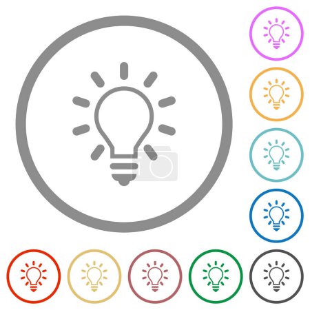 Illustration for Lighting bulb outline flat color icons in round outlines on white background - Royalty Free Image