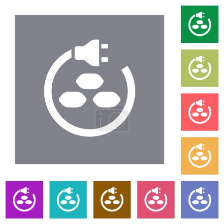 Illustration for Coal energy flat icons on simple color square backgrounds - Royalty Free Image