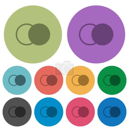 Ilustración de Elementos superpuestos iconos planos más oscuros sobre fondo redondo de color - Imagen libre de derechos