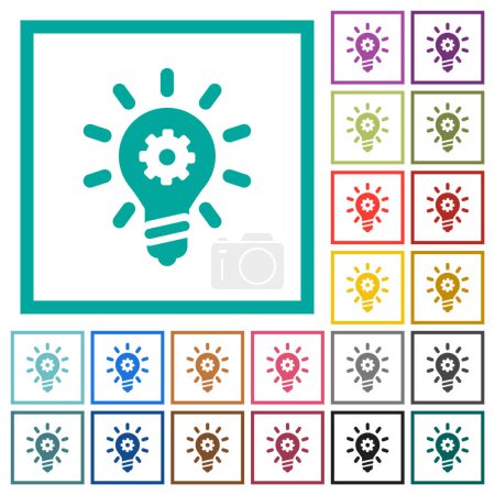 Illustration for Innovation solid flat color icons with quadrant frames on white background - Royalty Free Image
