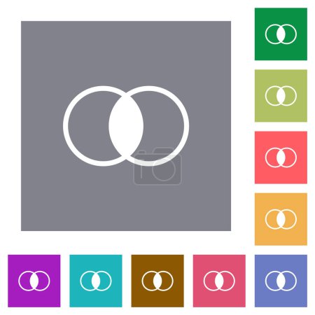 Ilustración de Elementos superpuestos iconos planos sobre fondos cuadrados de color simples - Imagen libre de derechos