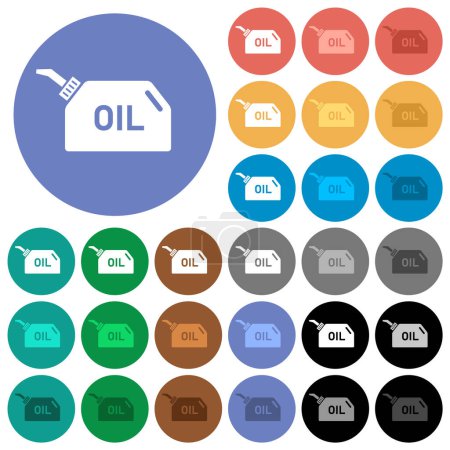 Illustration for Oiler multi colored flat icons on round backgrounds. Included white, light and dark icon variations for hover and active status effects, and bonus shades. - Royalty Free Image