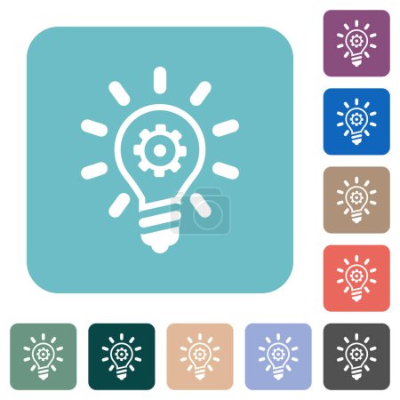 Illustration for Innovation outline white flat icons on color rounded square backgrounds - Royalty Free Image