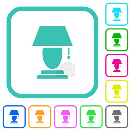 Illustration for Table lamp vivid colored flat icons in curved borders on white background - Royalty Free Image