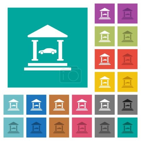 Illustration for Car loan multi colored flat icons on plain square backgrounds. Included white and darker icon variations for hover or active effects. - Royalty Free Image