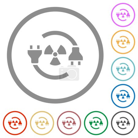 Illustration for Nuclear energy flat color icons in round outlines on white background - Royalty Free Image