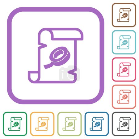 Téléchargez les illustrations : Script patch icônes simples dans des cadres carrés arrondis de couleur sur fond blanc - en licence libre de droit